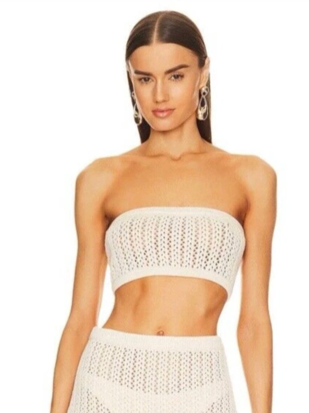 MISA Los Angeles Tia Crochet Bandeau Top NWT Cream Natural Size M REVOLVE